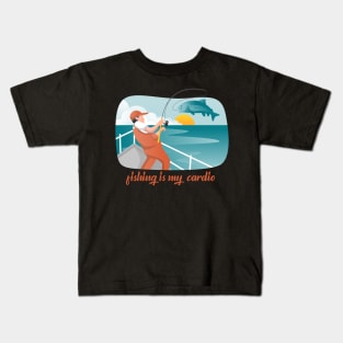 Fishing is my cardio fishing lover Kids T-Shirt